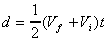 Formula for calculating displacement from initial and final velocity