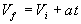 Formula for calculating the final velocity from initial velocity, time, and acceleration