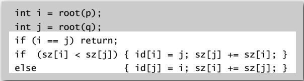 quick union improvements algorithm